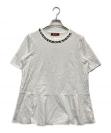 Max Mara Studio（マックスマーラ ストゥディオ）の古着「ビジュー付半袖カットソー」｜ホワイト