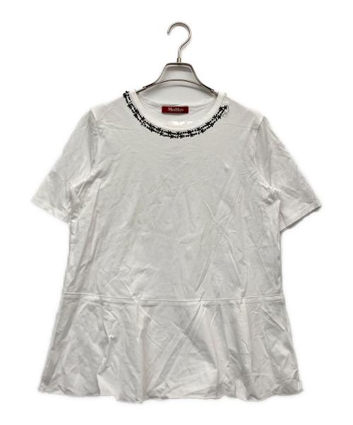 Max Mara Studio（マックスマーラ ストゥディオ）Max Mara Studio (マックスマーラ ストゥディオ) ビジュー付半袖カットソー ホワイト サイズ:L 未使用品の古着・服飾アイテム