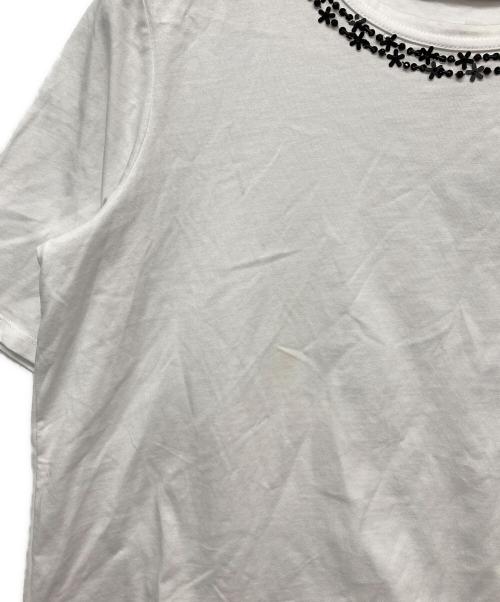 Max Mara Studio（マックスマーラ ストゥディオ）Max Mara Studio (マックスマーラ ストゥディオ) ビジュー付半袖カットソー ホワイト サイズ:L 未使用品の古着・服飾アイテム