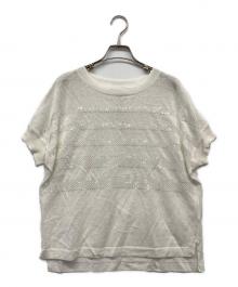 ARTISAN（アルチザン）の古着「スパンコール ボーダーニットプルオーバー」｜ホワイト