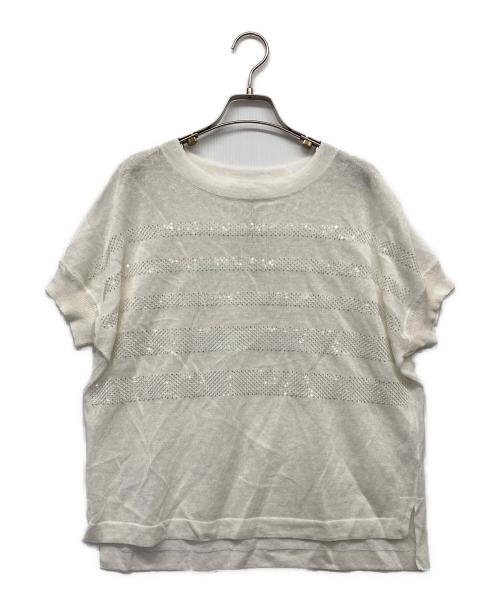 ARTISAN（アルチザン）ARTISAN (アルチザン) スパンコール ボーダーニットプルオーバー ホワイト サイズ:9 未使用品の古着・服飾アイテム