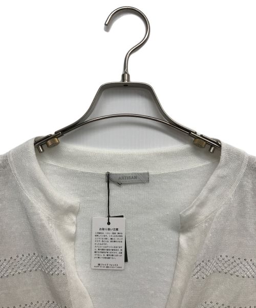 ARTISAN（アルチザン）ARTISAN (アルチザン) スパンコール ボーダーニットカーディガン ホワイト サイズ:9 未使用品の古着・服飾アイテム