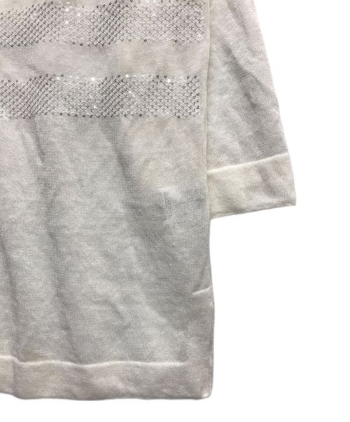 ARTISAN（アルチザン）ARTISAN (アルチザン) スパンコール ボーダーニットカーディガン ホワイト サイズ:9 未使用品の古着・服飾アイテム