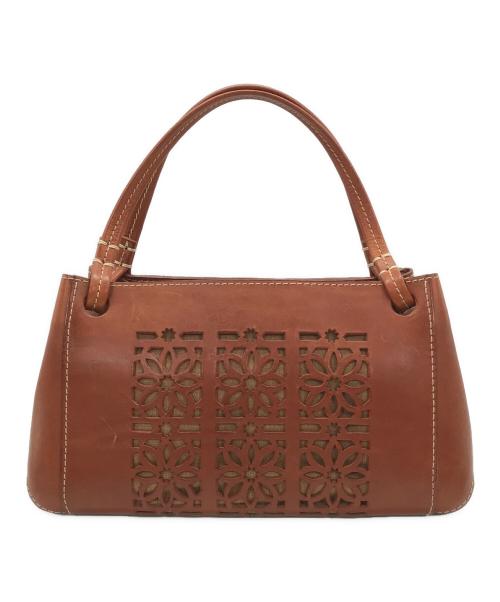 genten（ゲンテン）genten (ゲンテン) カットワークトートバッグ ブラウンの古着・服飾アイテム