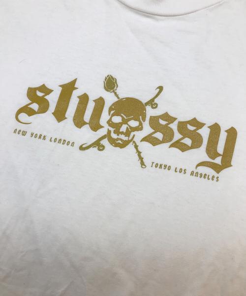 stussy（ステューシー）stussy (ステューシー) 90's スカルプリントTシャツ ホワイト サイズ:Lの古着・服飾アイテム