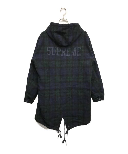SUPREME（シュプリーム）Supreme (シュプリーム) Harris Tweed (ハリスツイード) Wool Fishtail Parka ブルー×グリーン サイズ:Mの古着・服飾アイテム
