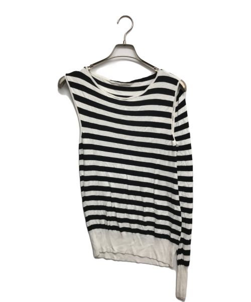 MM6（エムエムシックス）MM6 (エムエムシックス) ボーダー変形ニット ホワイト×ブラック サイズ:Sの古着・服飾アイテム