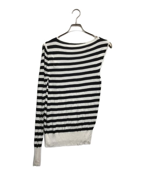 MM6（エムエムシックス）MM6 (エムエムシックス) ボーダー変形ニット ホワイト×ブラック サイズ:Sの古着・服飾アイテム
