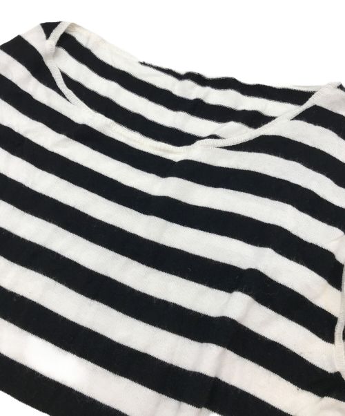 MM6（エムエムシックス）MM6 (エムエムシックス) ボーダー変形ニット ホワイト×ブラック サイズ:Sの古着・服飾アイテム