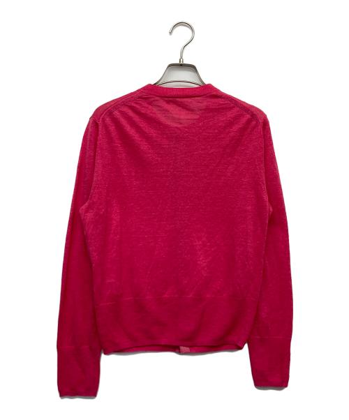 MACPHEE（マカフィー）MACPHEE (マカフィー) プレーンリネン クルーネックカーディガン ピンク サイズ:Sの古着・服飾アイテム