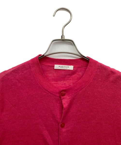 MACPHEE（マカフィー）MACPHEE (マカフィー) プレーンリネン クルーネックカーディガン ピンク サイズ:Sの古着・服飾アイテム