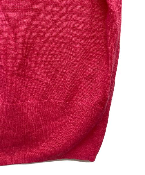 MACPHEE（マカフィー）MACPHEE (マカフィー) プレーンリネン クルーネックカーディガン ピンク サイズ:Sの古着・服飾アイテム