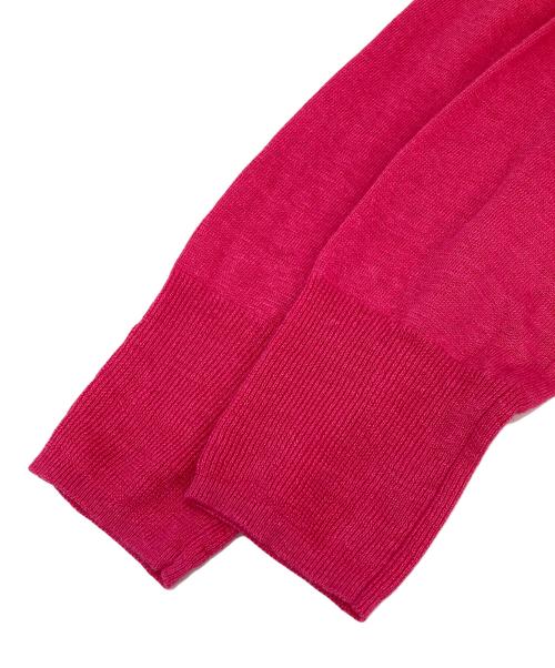 MACPHEE（マカフィー）MACPHEE (マカフィー) プレーンリネン クルーネックカーディガン ピンク サイズ:Sの古着・服飾アイテム