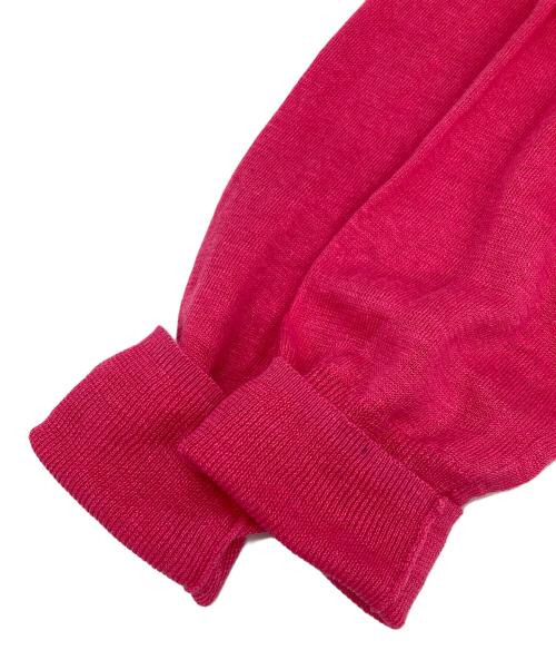 MACPHEE（マカフィー）MACPHEE (マカフィー) プレーンリネン クルーネックカーディガン ピンク サイズ:Sの古着・服飾アイテム