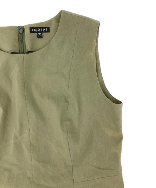INDIVI（インディヴィ）INDIVI (インディヴィ) コットンリネン混ワンピース グリーン サイズ:38の古着・服飾アイテム