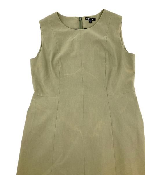 INDIVI（インディヴィ）INDIVI (インディヴィ) コットンリネン混ワンピース グリーン サイズ:38の古着・服飾アイテム