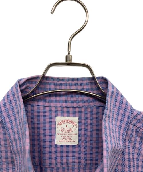 BROOKS BROTHERS（ブルックスブラザーズ）BROOKS BROTHERS (ブルックスブラザーズ) 半袖チェックシャツ パープル サイズ:Lの古着・服飾アイテム