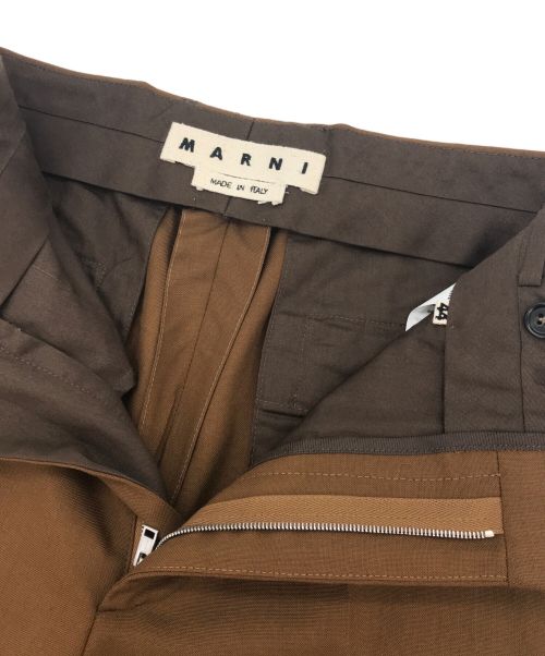 MARNI（マルニ）MARNI (マルニ) トロピカルウール センタープレス テーパードパンツ ブラウン サイズ:44の古着・服飾アイテム