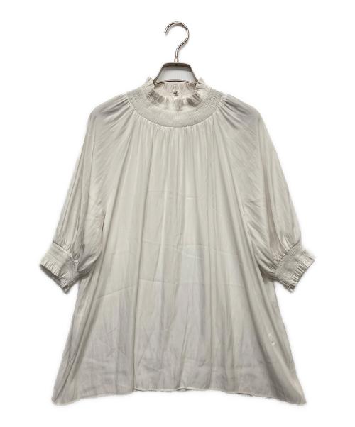 UNITED ARROWS TOKYO（ユナイテッドアローズトウキョウ）UNITED ARROWS TOKYO (ユナイテッドアローズトウキョウ) シャーリング ハイネック ブラウス ホワイト サイズ:Freeの古着・服飾アイテム