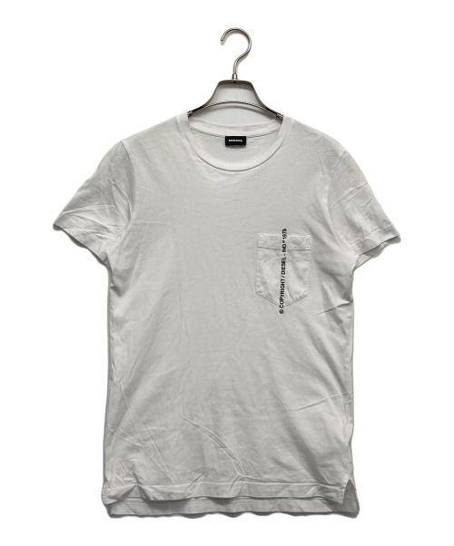 DIESEL（ディーゼル）DIESEL (ディーゼル) ポケット ロゴ刺繍 エンブロイダリーTシャツ ホワイト サイズ:Sの古着・服飾アイテム