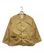 DANTONダントン）の古着「ノーカラーワークジャケット」｜ブラウン