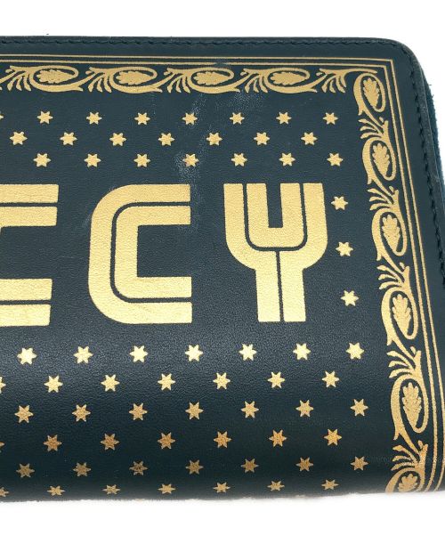 GUCCI（グッチ）GUCCI (グッチ) セガスター GUCCY プリント ラウンドファスナー グリーンの古着・服飾アイテム