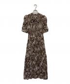 Snidelスナイデル）の古着「ボウタイプリントワンピ」｜ブラウン