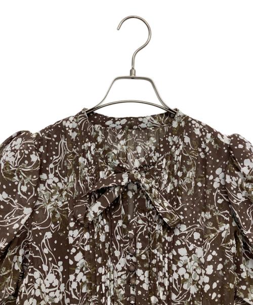 Snidel（スナイデル）Snidel (スナイデル) ボウタイプリントワンピ ブラウン サイズ:1の古着・服飾アイテム