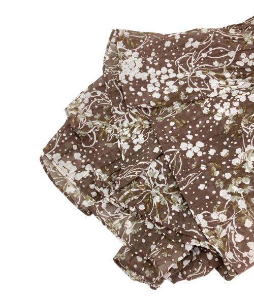 Snidel（スナイデル）Snidel (スナイデル) ボウタイプリントワンピ ブラウン サイズ:1の古着・服飾アイテム