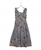 HER LIP TOハーリップトゥ）の古着「Sunflower printed Midi dress」｜ブルー