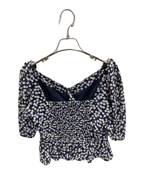HER LIP TO（ハーリップトゥ）Her lip to (ハーリップトゥ) 半袖ブラウス ネイビー サイズ:Mの古着・服飾アイテム