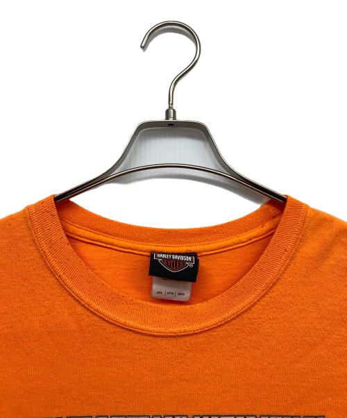HARLEY-DAVIDSON（ハーレーダビッドソン）HARLEY-DAVIDSON (ハーレーダビッドソン) 袖プリント長袖Tシャツ オレンジ サイズ:2XLの古着・服飾アイテム