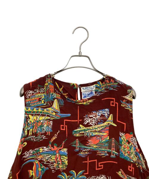 Sun Surf（サンサーフ）Sun Surf (サンサーフ) BEAMS (ビームス) 別注ハワイアンサイド釦ノースリーブワンピース レッド サイズ:記載無の古着・服飾アイテム