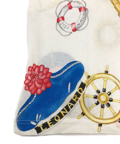 LEONARD（レオナール）LEONARD (レオナール) 総柄ポロシャツ ホワイト サイズ:Lの古着・服飾アイテム