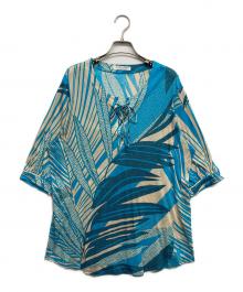 LEONARD（レオナール）の古着「半袖総柄ブラウス」｜スカイブルー