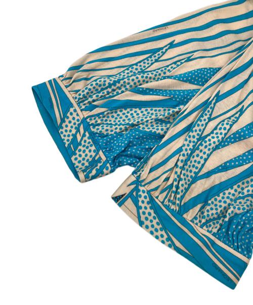 LEONARD（レオナール）LEONARD (レオナール) 半袖総柄ブラウス スカイブルー サイズ:44の古着・服飾アイテム