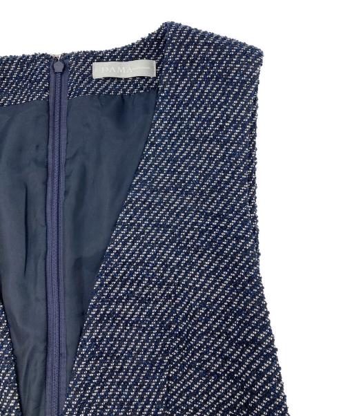 DAMA collection（ダーマコレクション）DAMA collection (ダーマコレクション) ツイードノースリーブワンピース ネイビー サイズ:9の古着・服飾アイテム