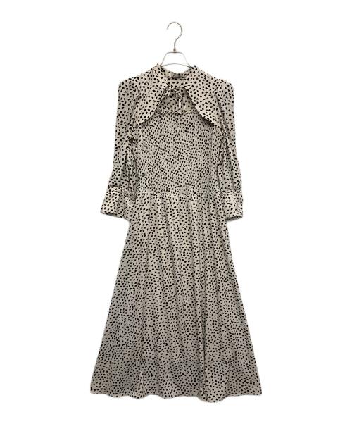 Snidel（スナイデル）Snidel (スナイデル) デコルテオープンドットプリントワンピース ベージュ サイズ:1の古着・服飾アイテム