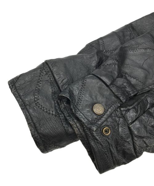 cellini（チェリーニ）cellini (チェリーニ) パッチワークレザージャケット ブラック サイズ:XLの古着・服飾アイテム