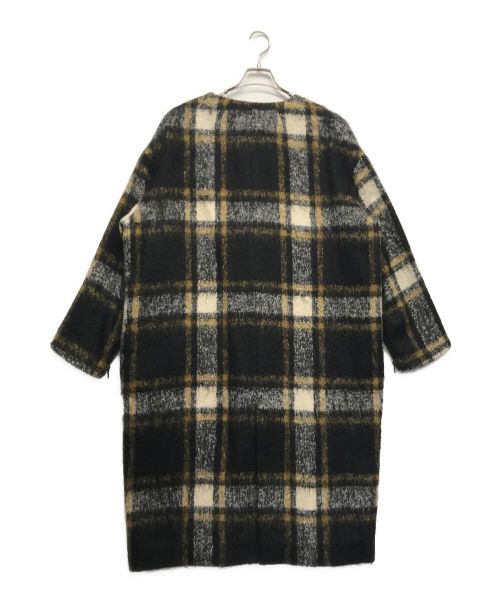 β（ベータ）β (ベータ) モヘヤシャギーチェックコート ブラック サイズ:Freeの古着・服飾アイテム