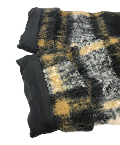 β（ベータ）β (ベータ) モヘヤシャギーチェックコート ブラック サイズ:Freeの古着・服飾アイテム