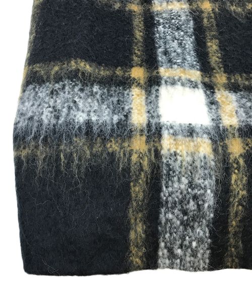β（ベータ）β (ベータ) モヘヤシャギーチェックコート ブラック サイズ:Freeの古着・服飾アイテム