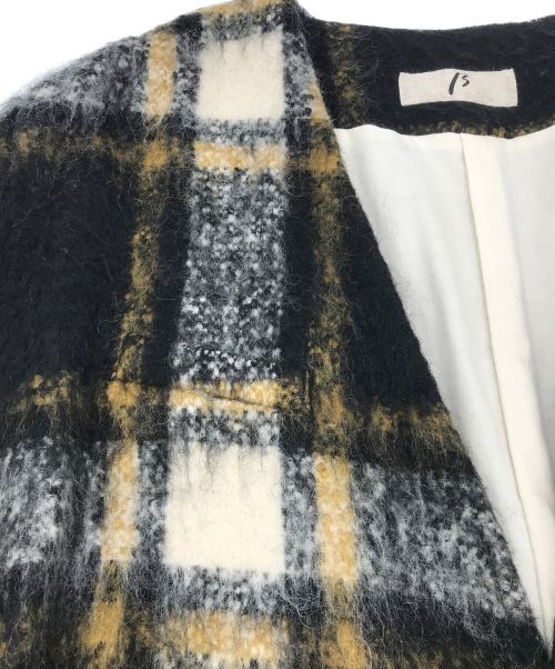 β（ベータ）β (ベータ) モヘヤシャギーチェックコート ブラック サイズ:Freeの古着・服飾アイテム