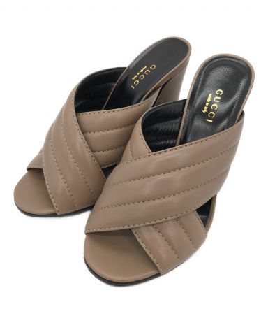 グッチ　ミュール　中古 中古・古着通販】GUCCI (グッチ) レザークロスミュール ブラウン