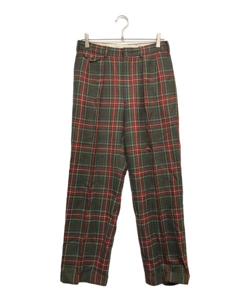 POLO RALPH LAUREN（ポロ・ラルフローレン）POLO RALPH LAUREN (ポロ・ラルフローレン) チェックタックパンツ グリーン サイズ:76の古着・服飾アイテム