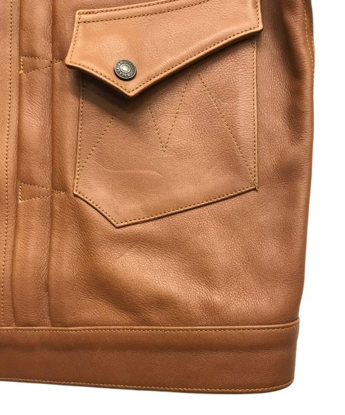 MISTER FREEDOM（ミスターフリーダム）Mister freedom (ミスターフリーダム) SUGAR CANE (シュガーケーン) カウハイド レザー ランチブラウス ブラウン サイズ:38の古着・服飾アイテム