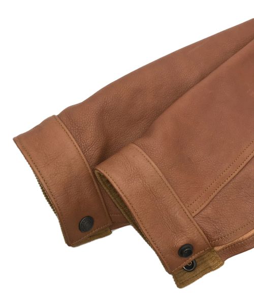 MISTER FREEDOM（ミスターフリーダム）Mister freedom (ミスターフリーダム) SUGAR CANE (シュガーケーン) カウハイド レザー ランチブラウス ブラウン サイズ:38の古着・服飾アイテム