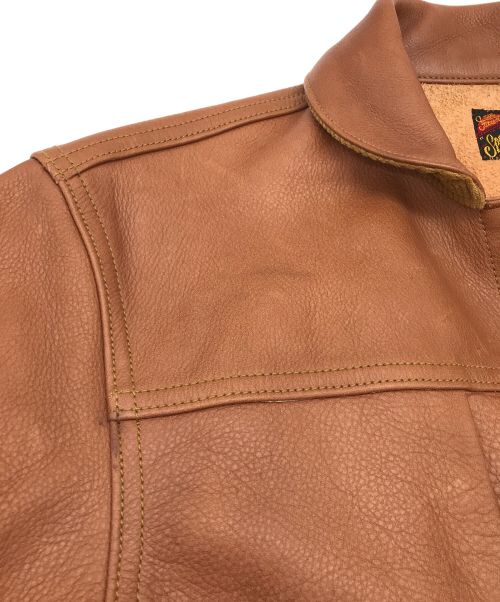 MISTER FREEDOM（ミスターフリーダム）Mister freedom (ミスターフリーダム) SUGAR CANE (シュガーケーン) カウハイド レザー ランチブラウス ブラウン サイズ:38の古着・服飾アイテム