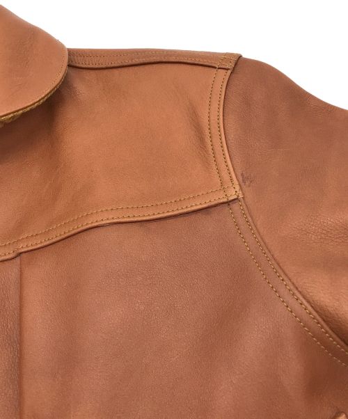 MISTER FREEDOM（ミスターフリーダム）Mister freedom (ミスターフリーダム) SUGAR CANE (シュガーケーン) カウハイド レザー ランチブラウス ブラウン サイズ:38の古着・服飾アイテム