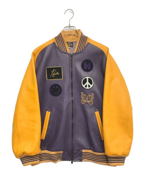Needles（ニードルズ）Needles (ニードルズ) レザー アワードジャケット パープル×イエロー サイズ:Lの古着・服飾アイテム